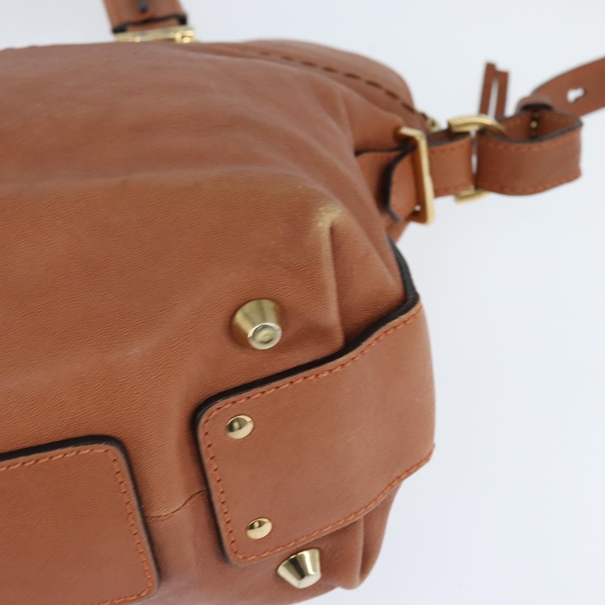 Chloe Angie Hand Bag Leather 2way Brown Gold Auth 150382