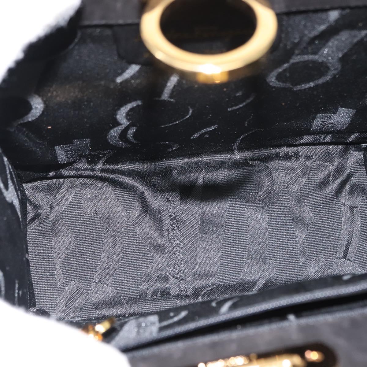 Salvatore Ferragamo Chain Gancini Shoulder Bag Suede Black Gold Auth 150385