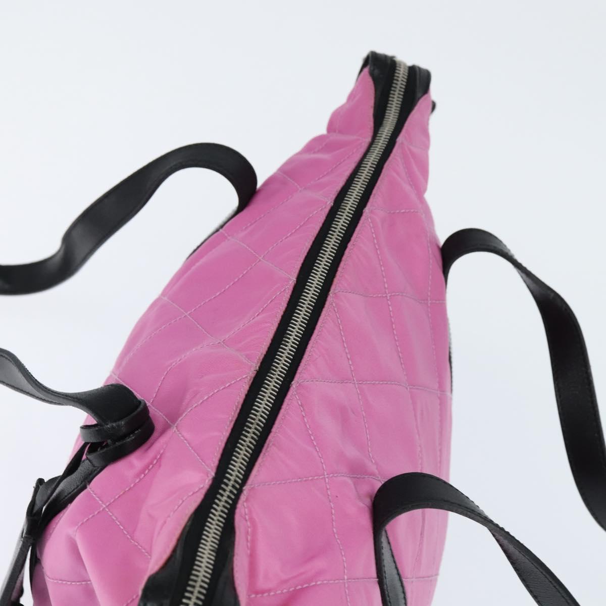 PRADA Shoulder Bag Nylon Pink Silver Auth 150388