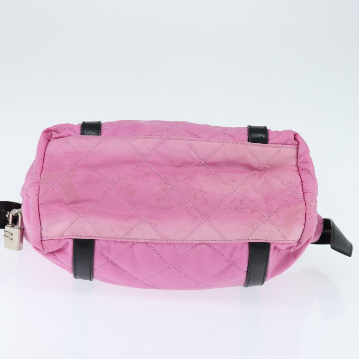 PRADA Shoulder Bag Nylon Pink Silver Auth 150388