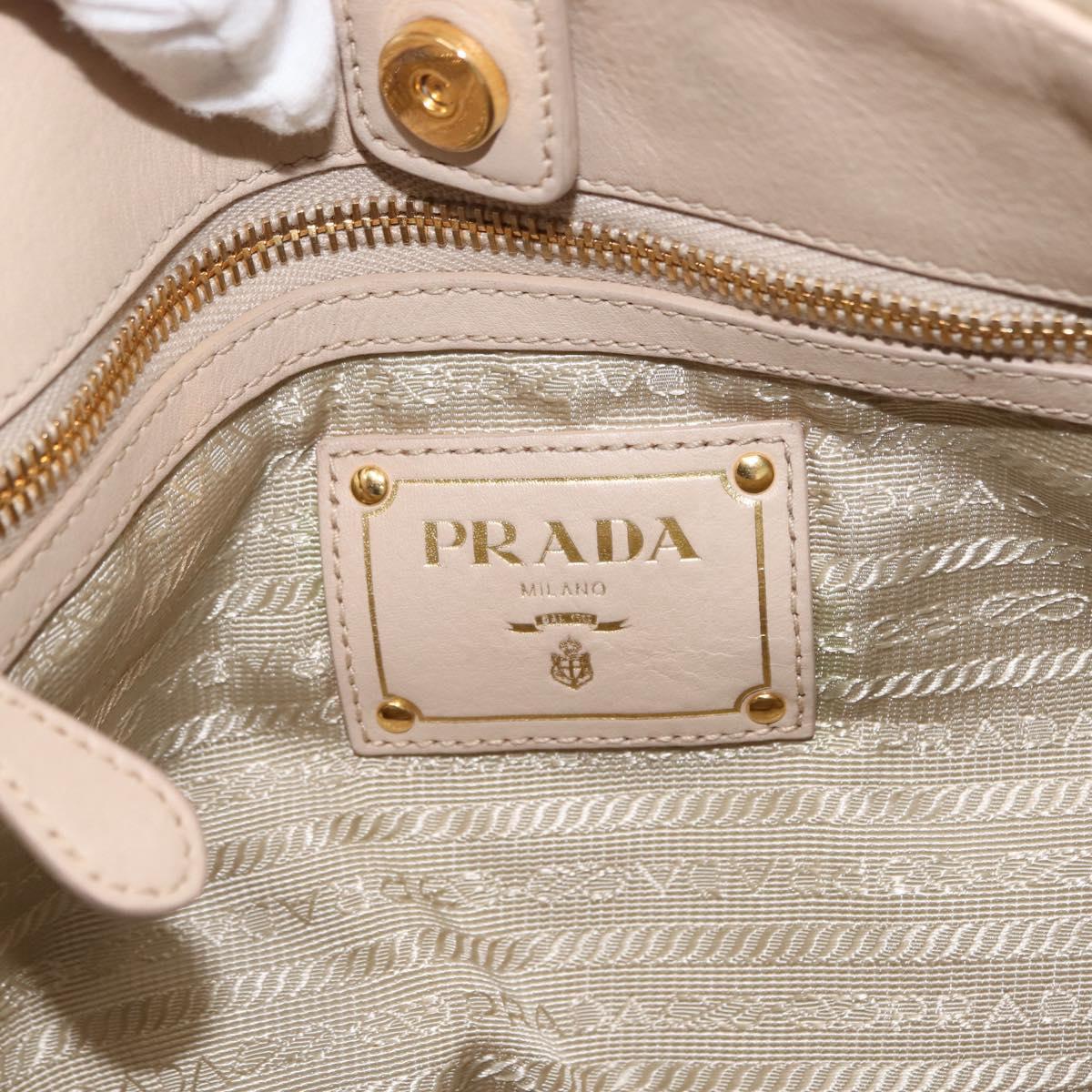 PRADA Chain Tote Bag Nylon Ivory Gold Auth 150390