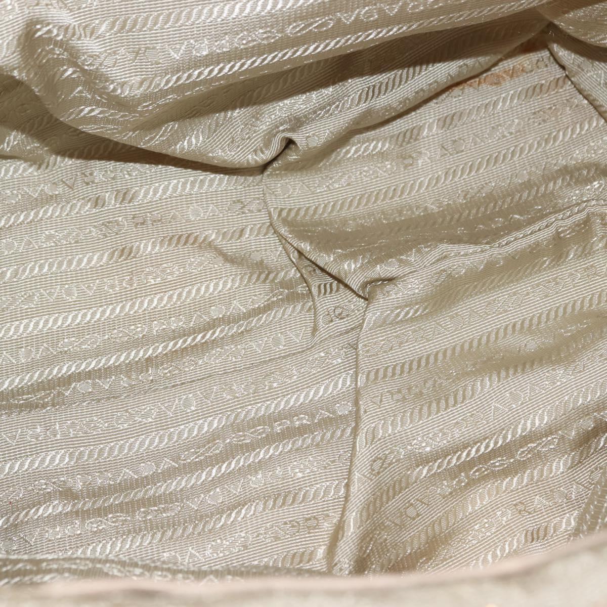 PRADA Chain Tote Bag Nylon Ivory Gold Auth 150390