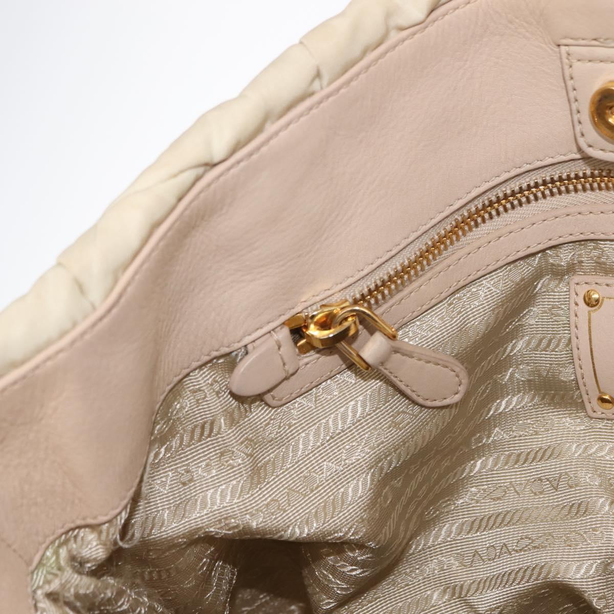 PRADA Chain Tote Bag Nylon Ivory Gold Auth 150390