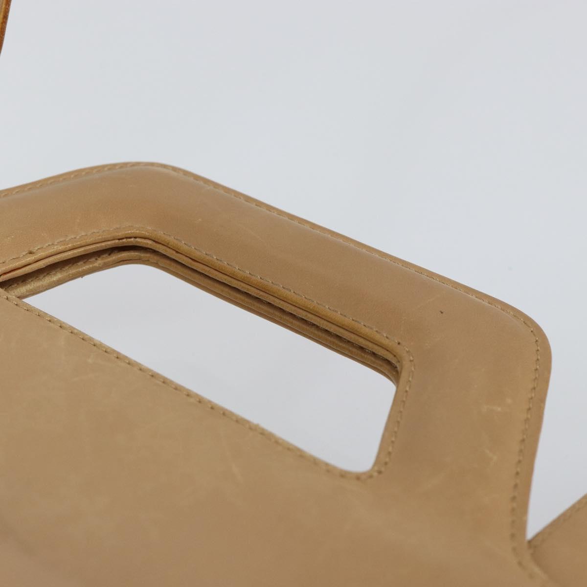 Salvatore Ferragamo Gancini Hand Bag Leather 2way Beige Silver Auth 150400