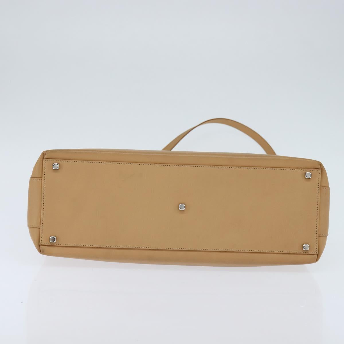 Salvatore Ferragamo Gancini Tote Bag Leather 2way Beige Gold Auth 150401