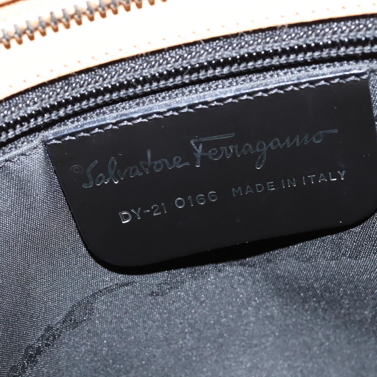 Salvatore Ferragamo Gancini Tote Bag Leather 2way Beige Gold Auth 150401