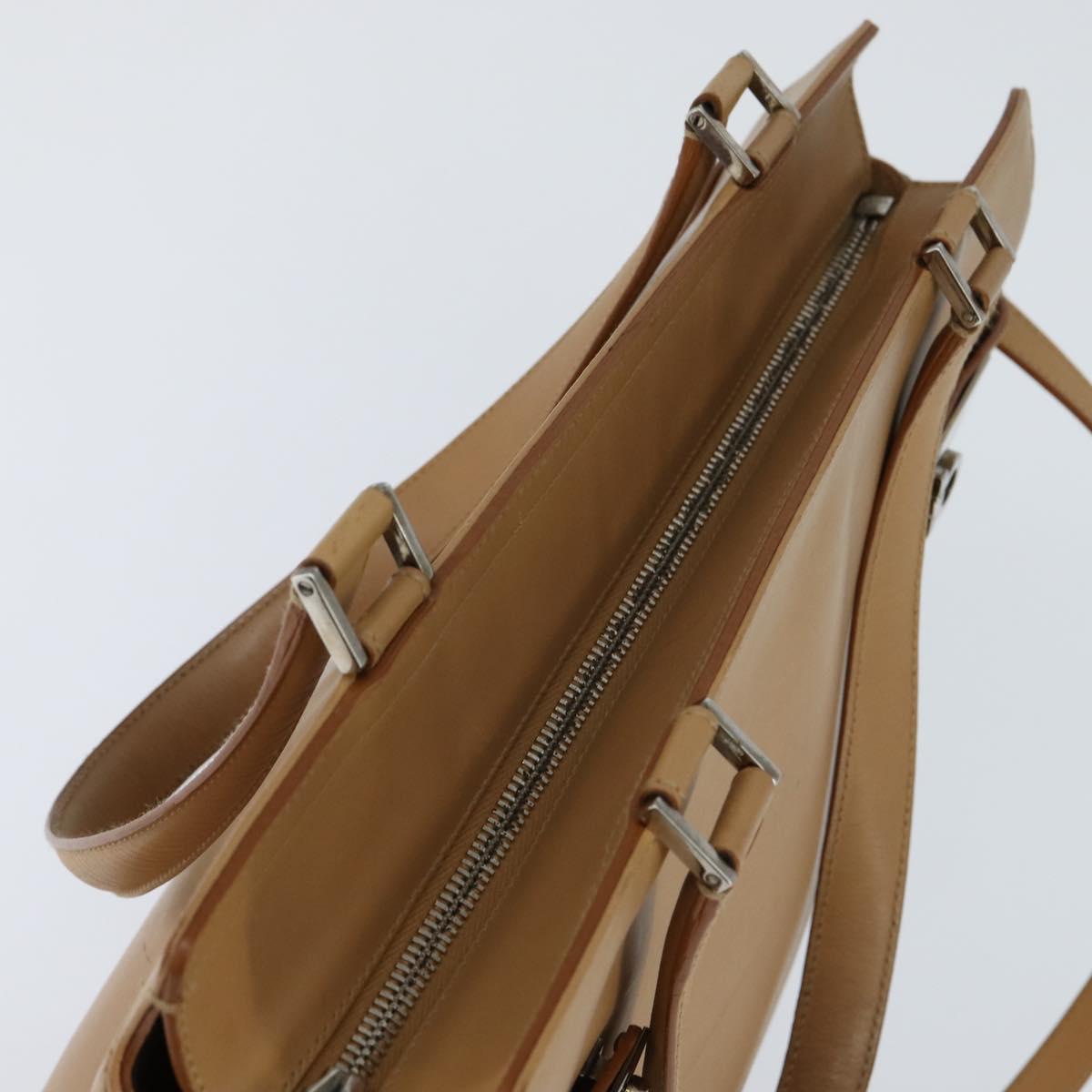 Salvatore Ferragamo Gancini Tote Bag Leather 2way Beige Gold Auth 150401