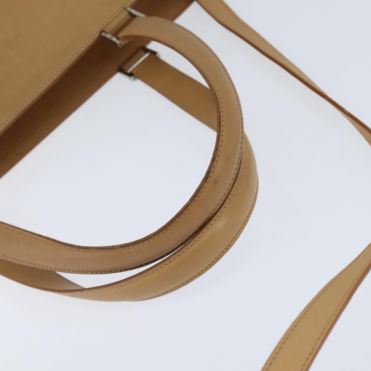 Salvatore Ferragamo Gancini Tote Bag Leather 2way Beige Gold Auth 150401