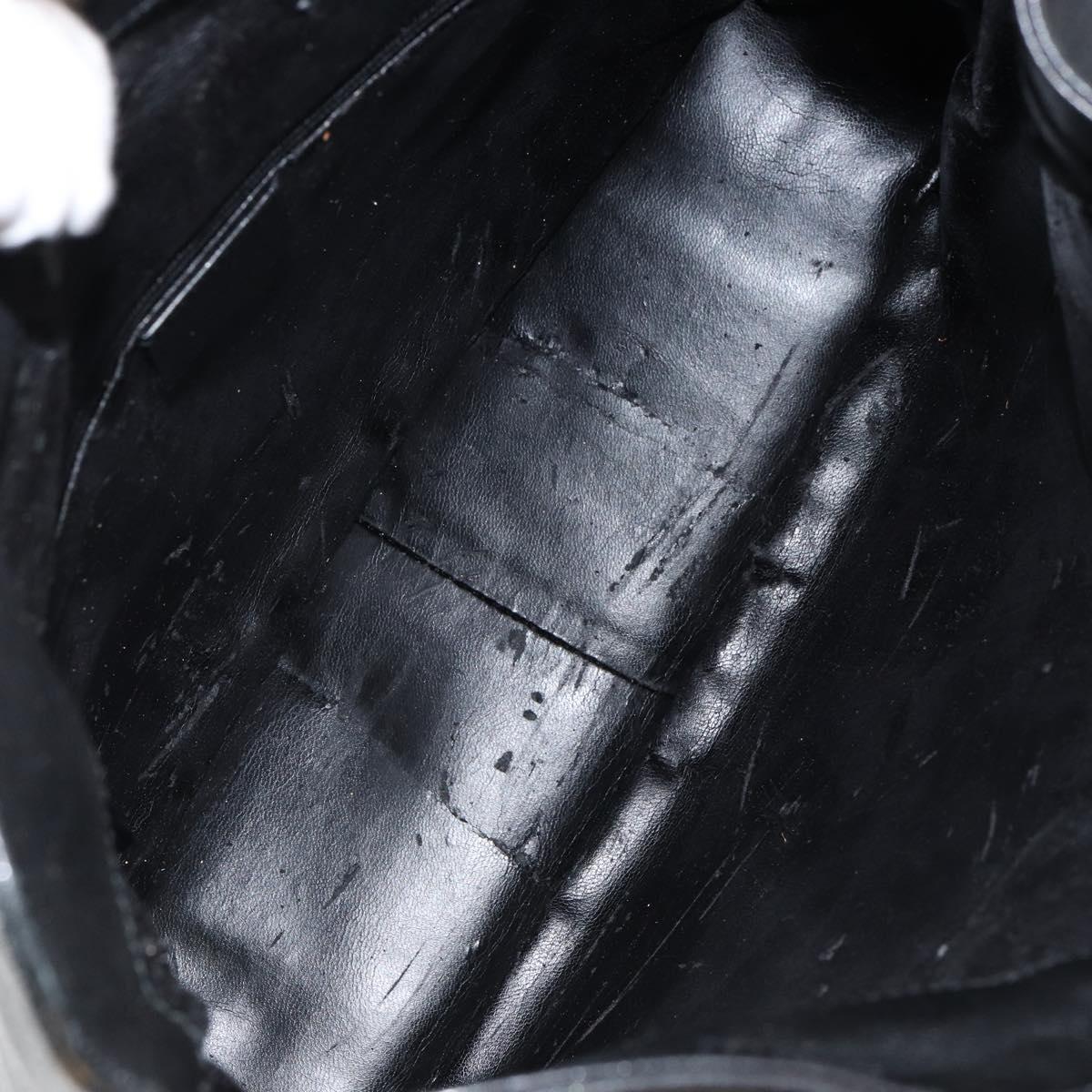 GUCCI Bamboo Shoulder Bag Leather Black Gold 001 3166 Auth 150409