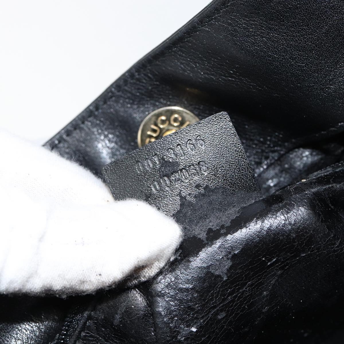 GUCCI Bamboo Shoulder Bag Leather Black Gold 001 3166 Auth 150409