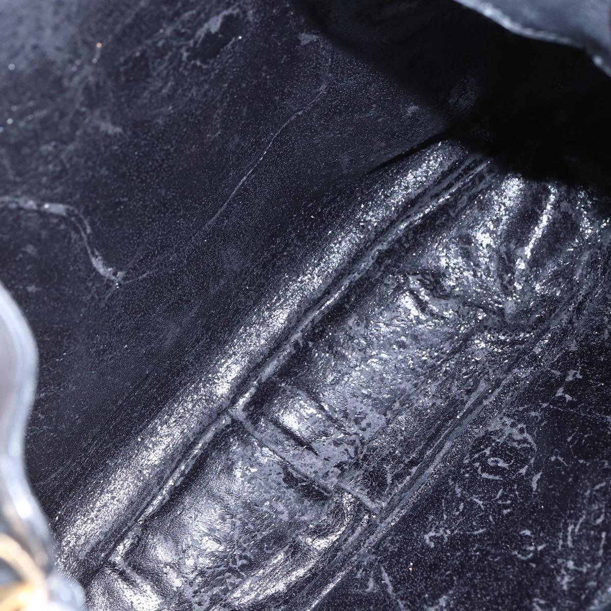 GUCCI Bamboo Shoulder Bag Leather 2way Black Gold 001 1998 1577 Auth 150410