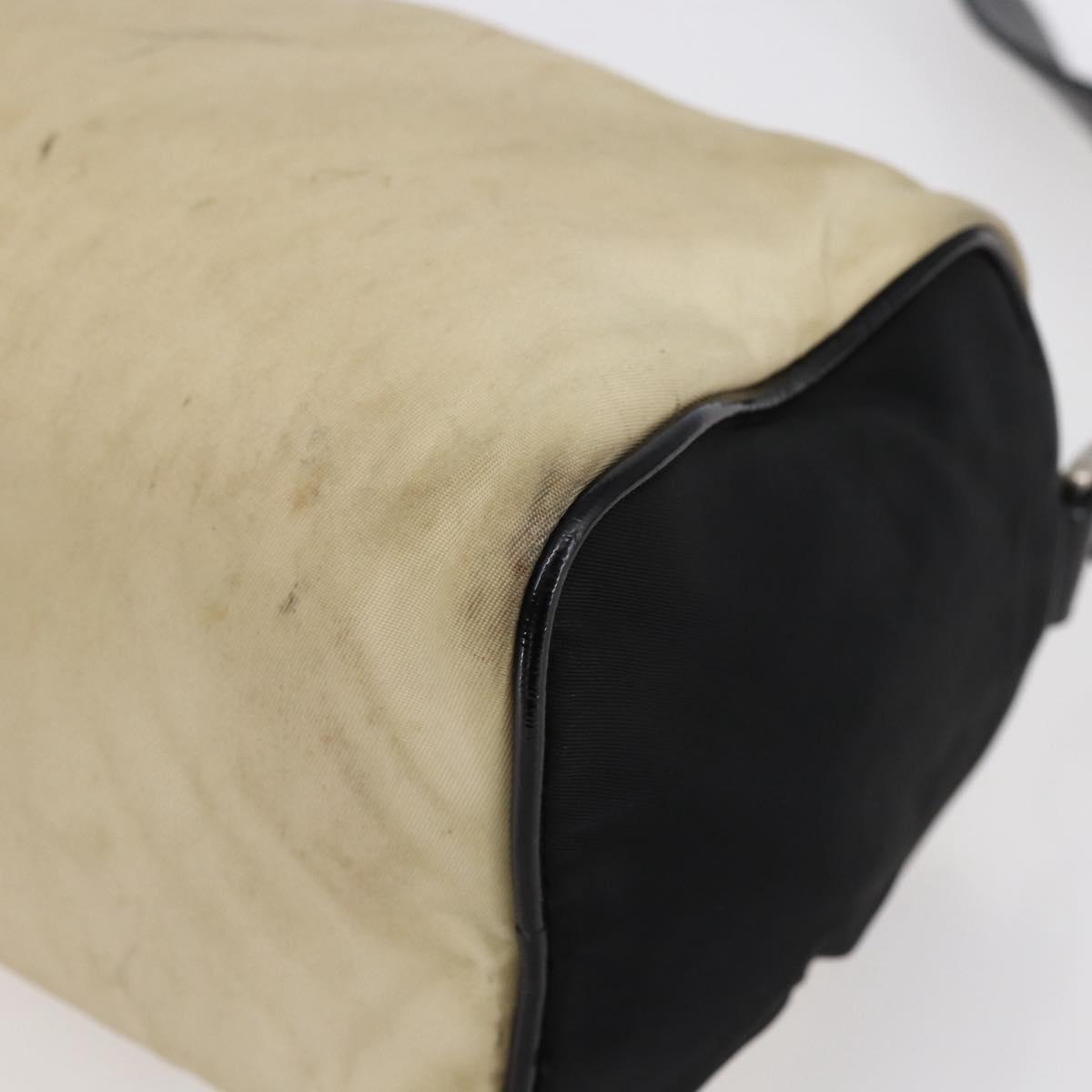 PRADA Shoulder Bag Nylon Beige Silver Auth 150411