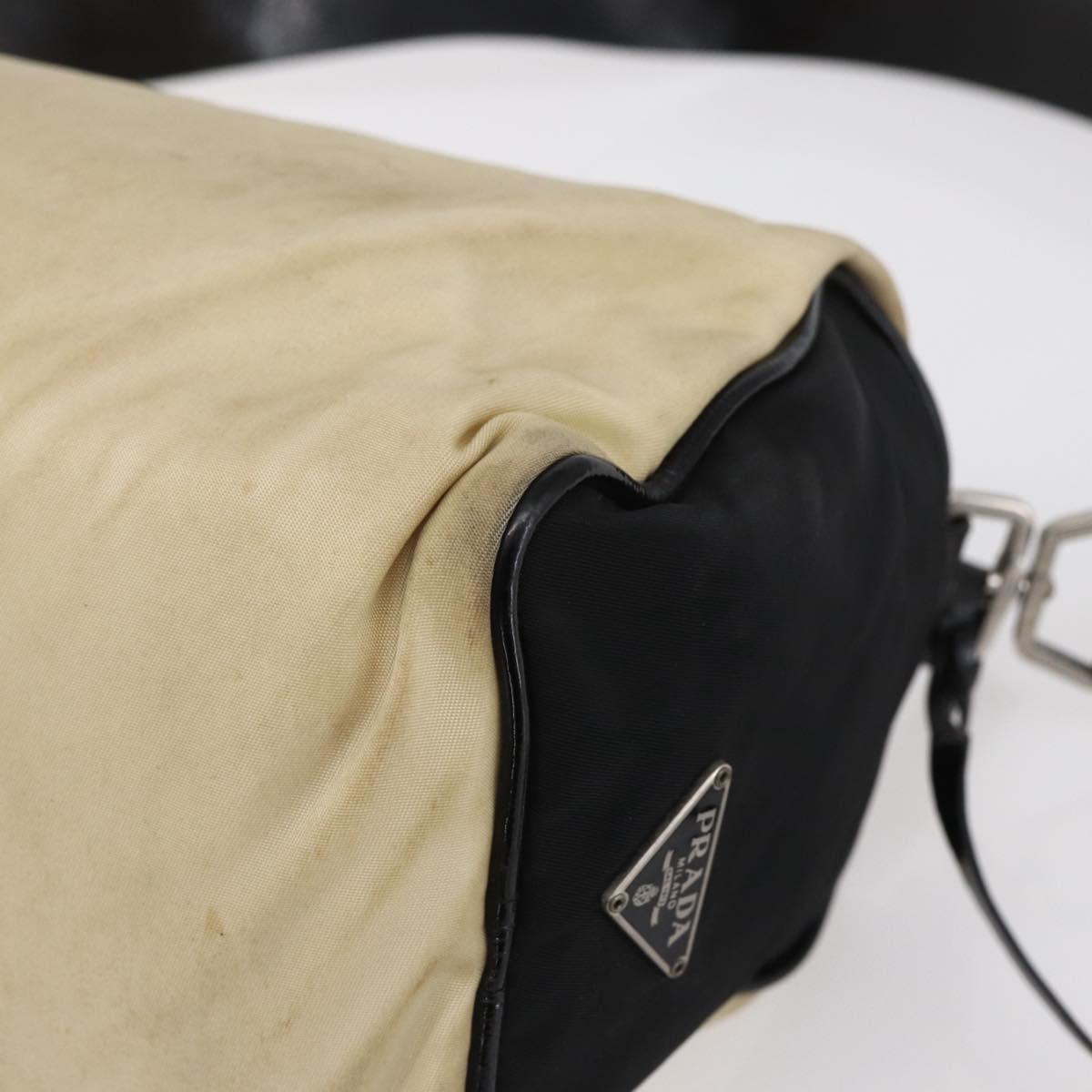 PRADA Shoulder Bag Nylon Beige Silver Auth 150411