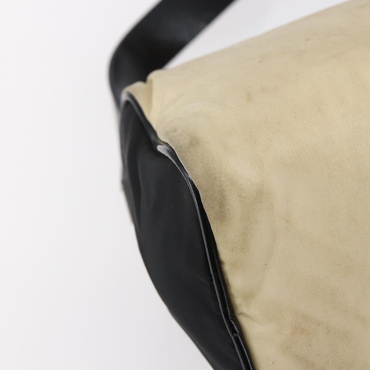 PRADA Shoulder Bag Nylon Beige Silver Auth 150411