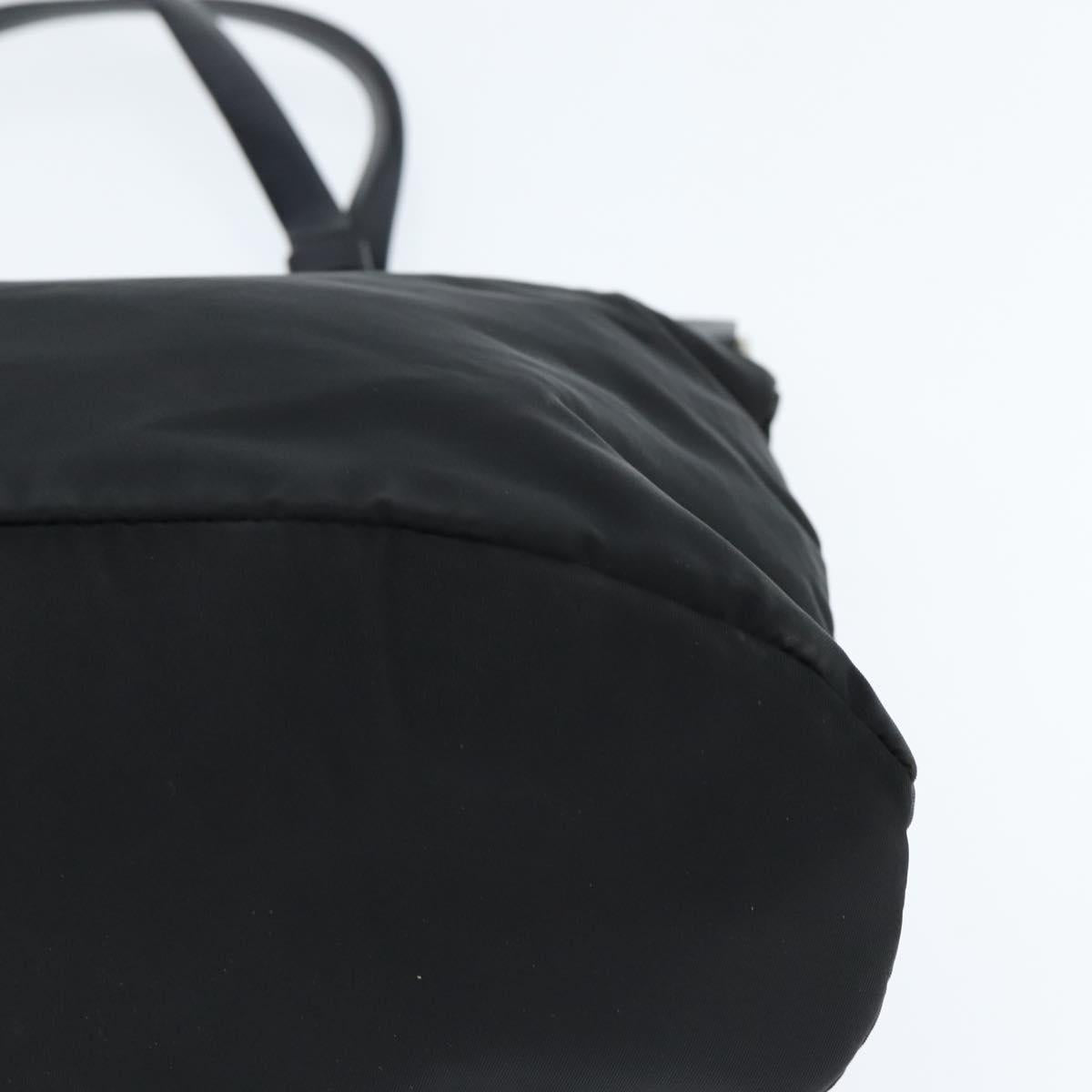 PRADA Hand Bag Nylon Black Silver Auth 150413