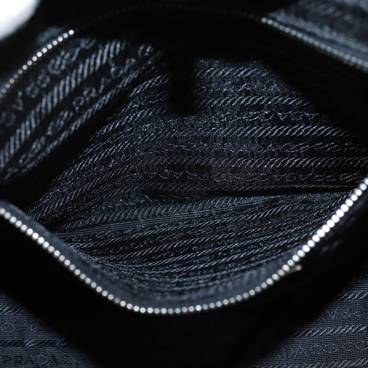 PRADA Hand Bag Nylon Black Silver Auth 150413