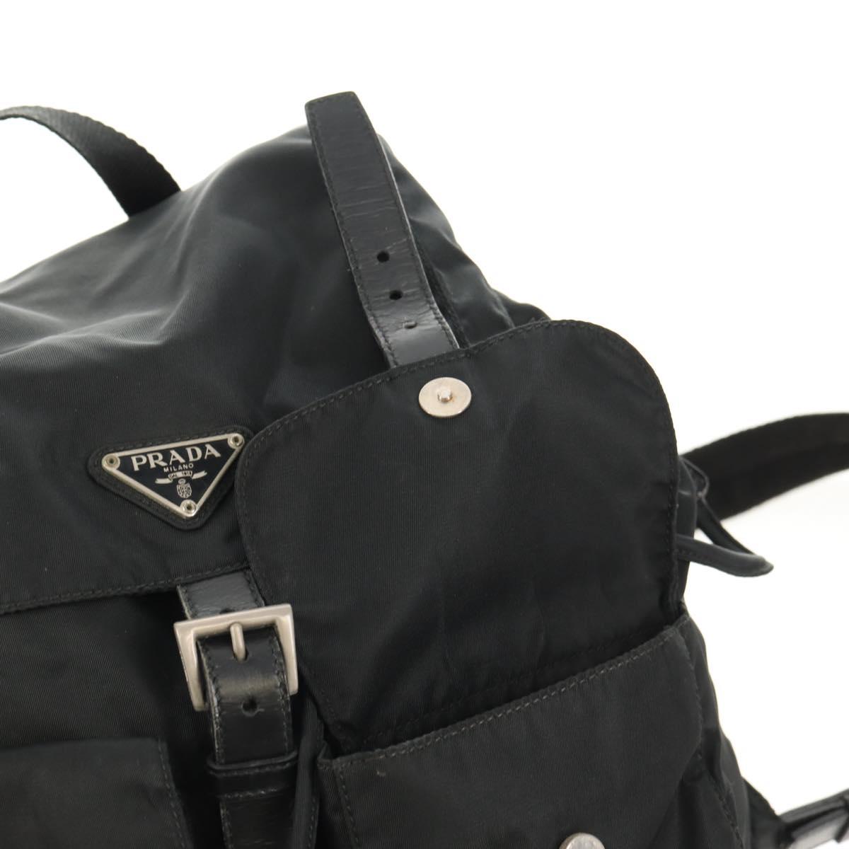 PRADA Backpack Nylon Black Silver Auth 150414