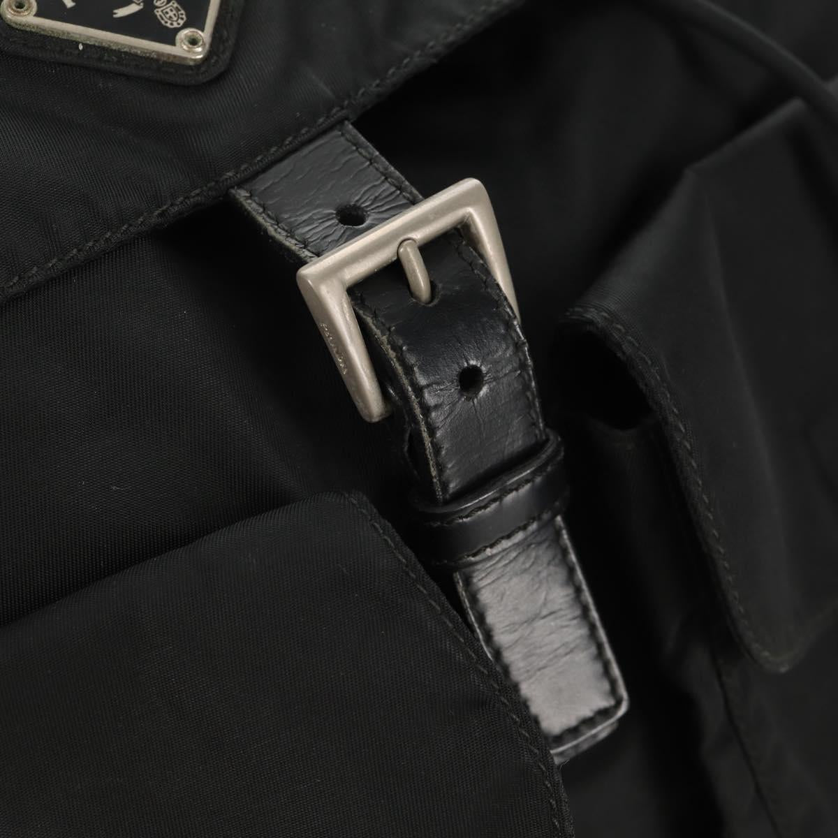 PRADA Backpack Nylon Black Silver Auth 150414