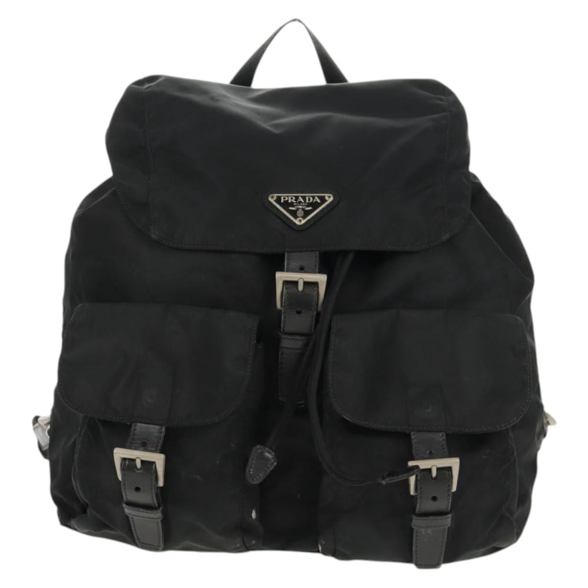 PRADA Backpack Nylon Black Silver Auth 150414