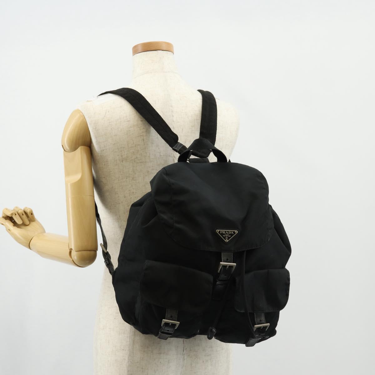 PRADA Backpack Nylon Black Silver Auth 150414