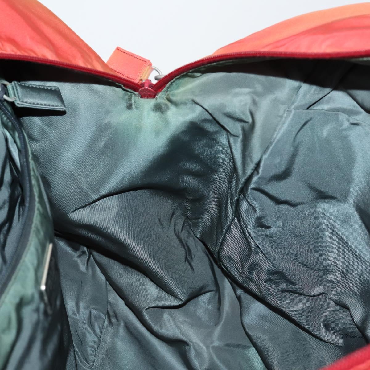 PRADA Boston Bag Nylon 2way Red Silver Auth 150415