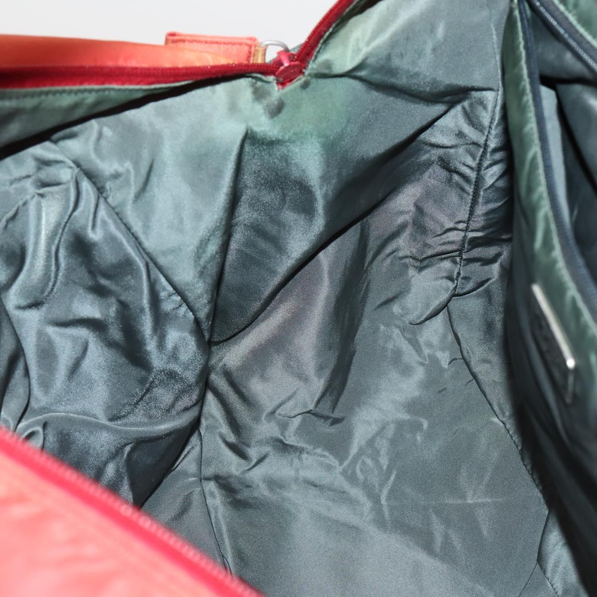 PRADA Boston Bag Nylon 2way Red Silver Auth 150415