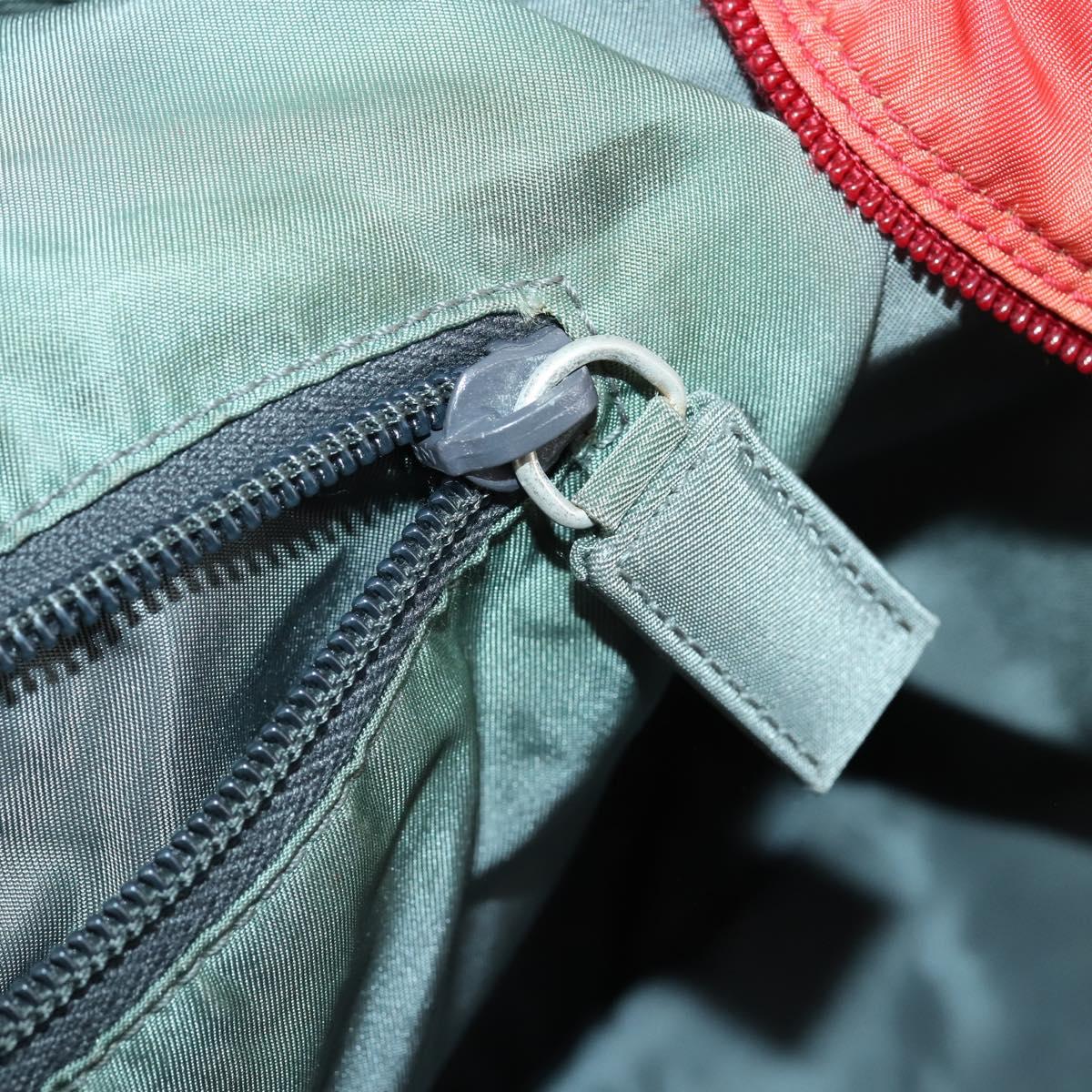 PRADA Boston Bag Nylon 2way Red Silver Auth 150415