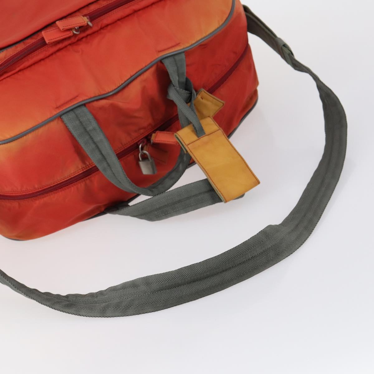 PRADA Boston Bag Nylon 2way Red Silver Auth 150415