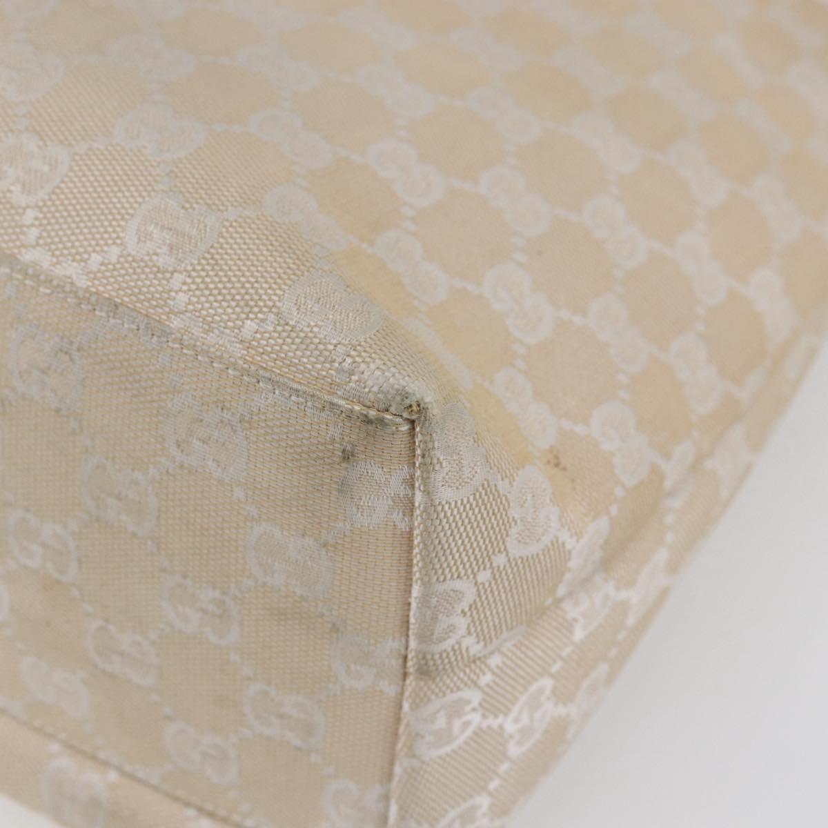 GUCCI GG Canvas Tote Bag Beige Silver 002 1076 2684 Auth 150426