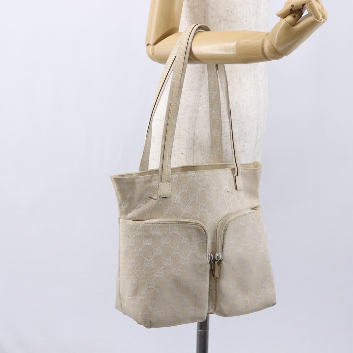 GUCCI GG Canvas Tote Bag Beige Silver 002 1076 2684 Auth 150426