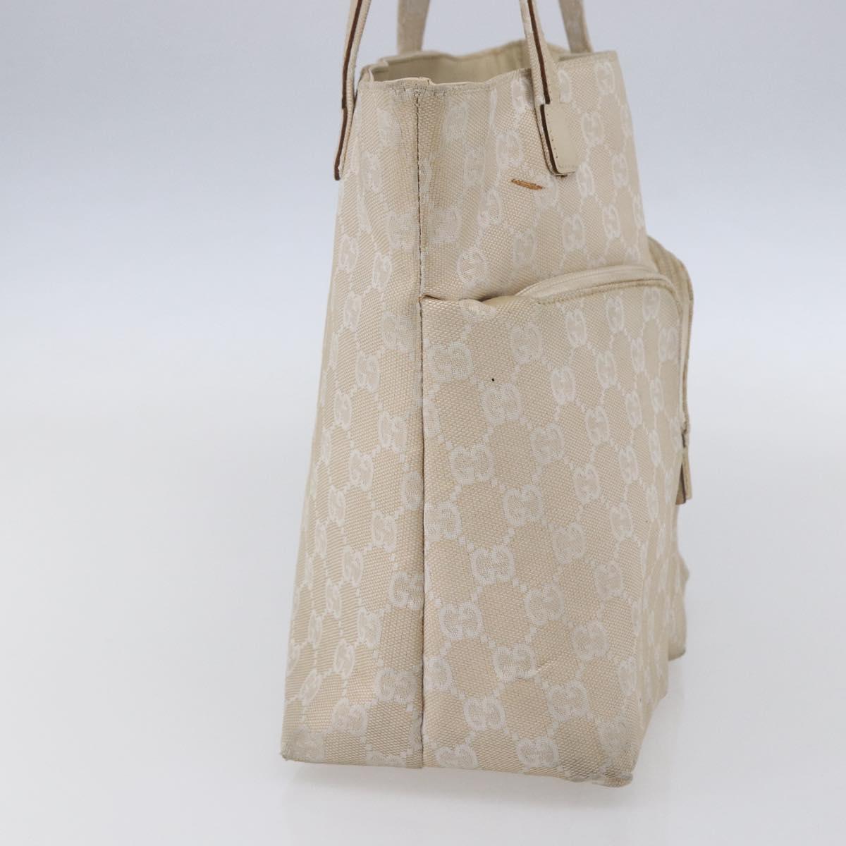 GUCCI GG Canvas Tote Bag Beige Silver 002 1076 2684 Auth 150426
