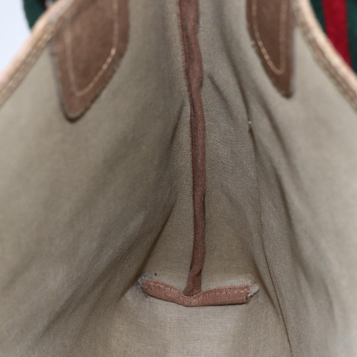 GUCCI GG Supreme Web Sherry Line Tote Bag PVC Beige Red 40 02 003 Auth 150427