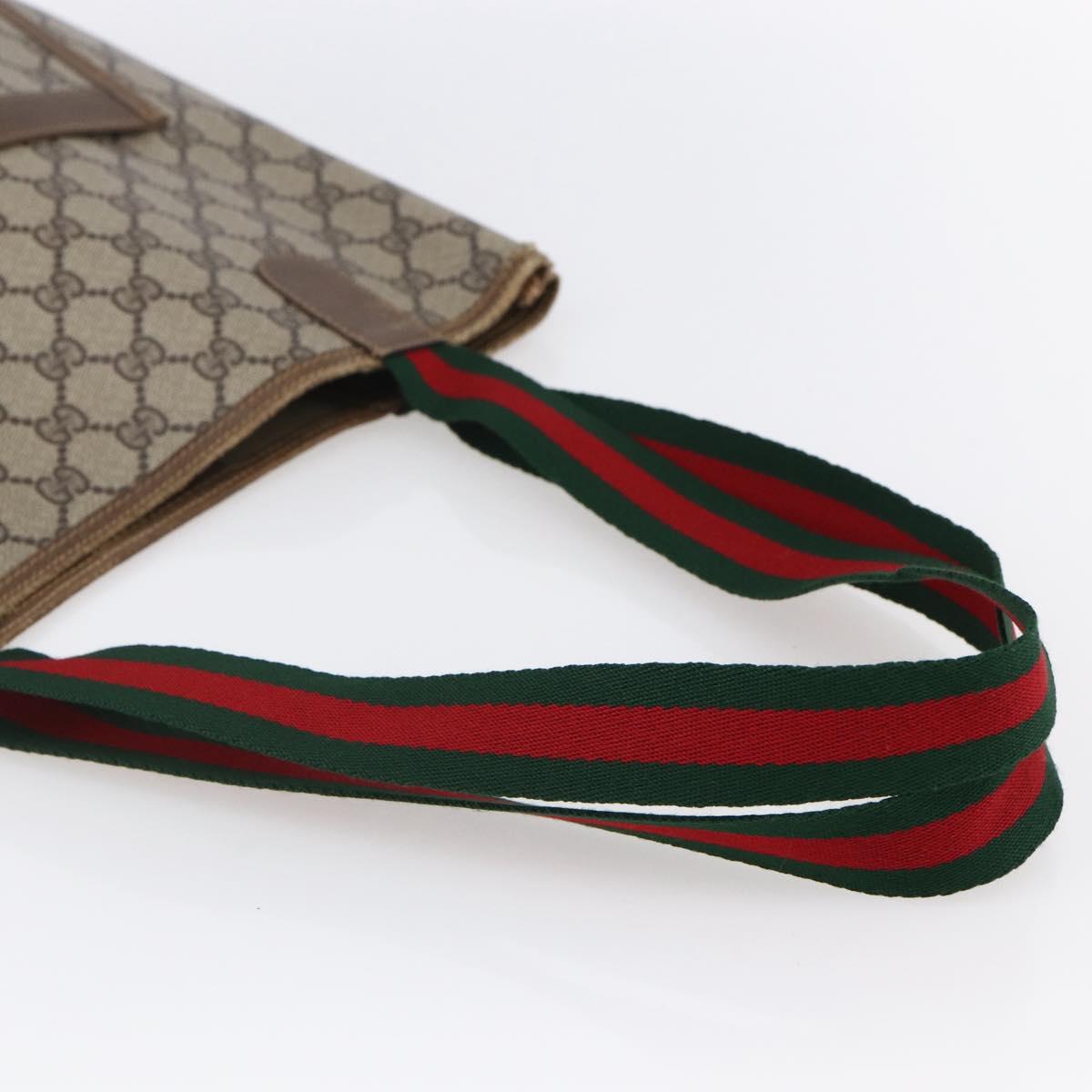 GUCCI GG Supreme Web Sherry Line Tote Bag PVC Beige Red 40 02 003 Auth 150427