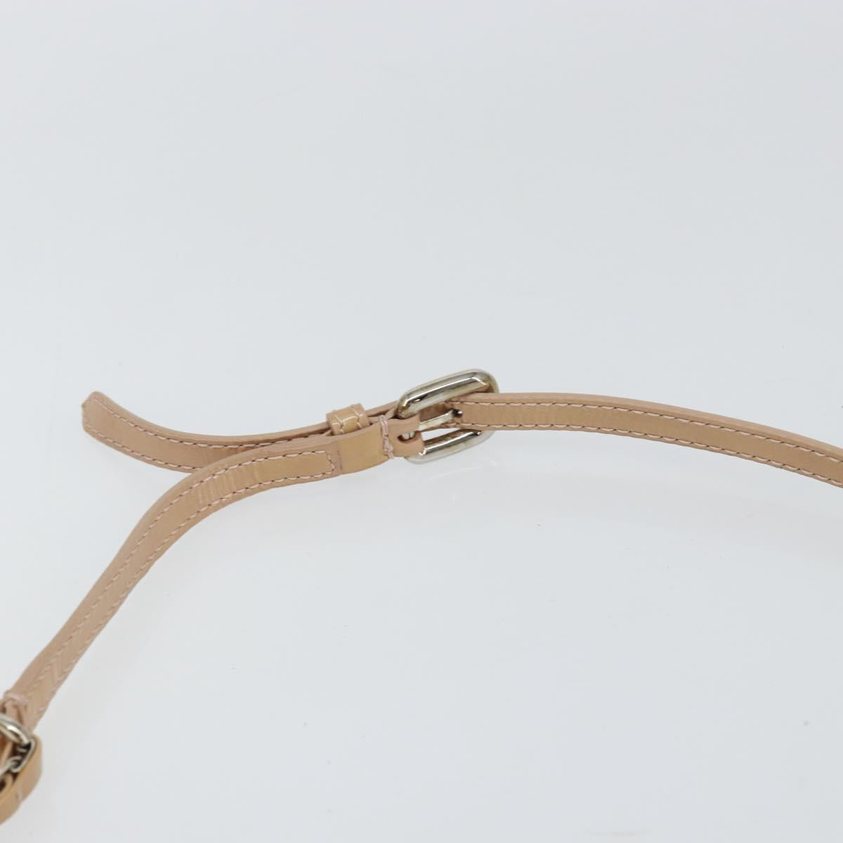 Salvatore Ferragamo Vala Hand Bag Enamel 2way Beige Silver Auth 150429