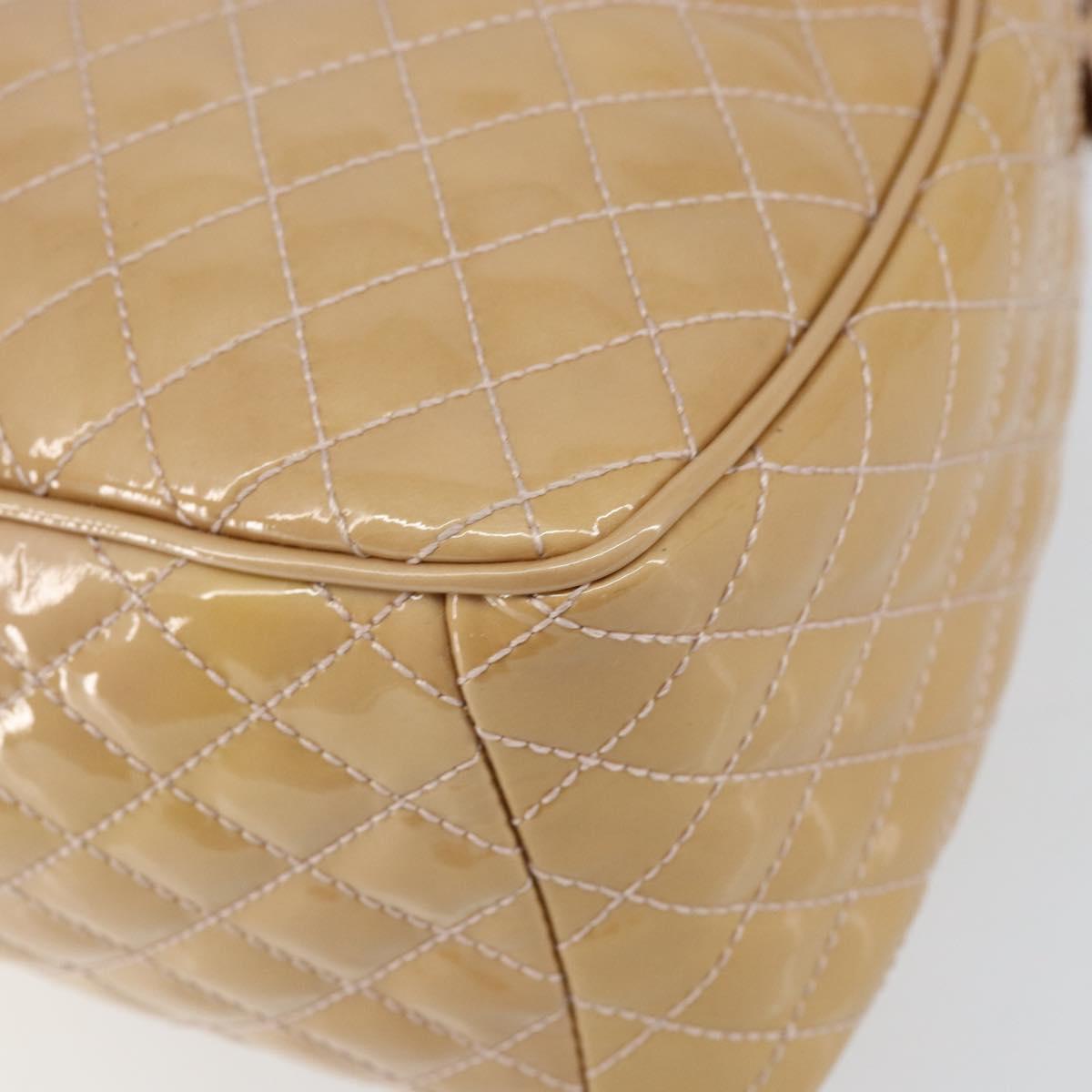 Salvatore Ferragamo Vala Hand Bag Enamel 2way Beige Silver Auth 150429