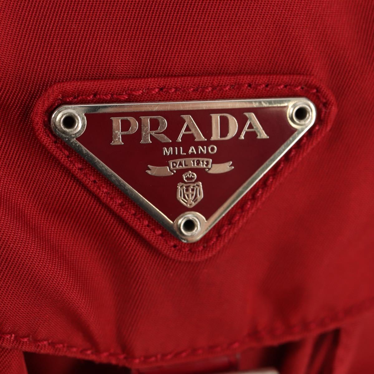 PRADA Backpack Nylon Red Silver Auth 150439V