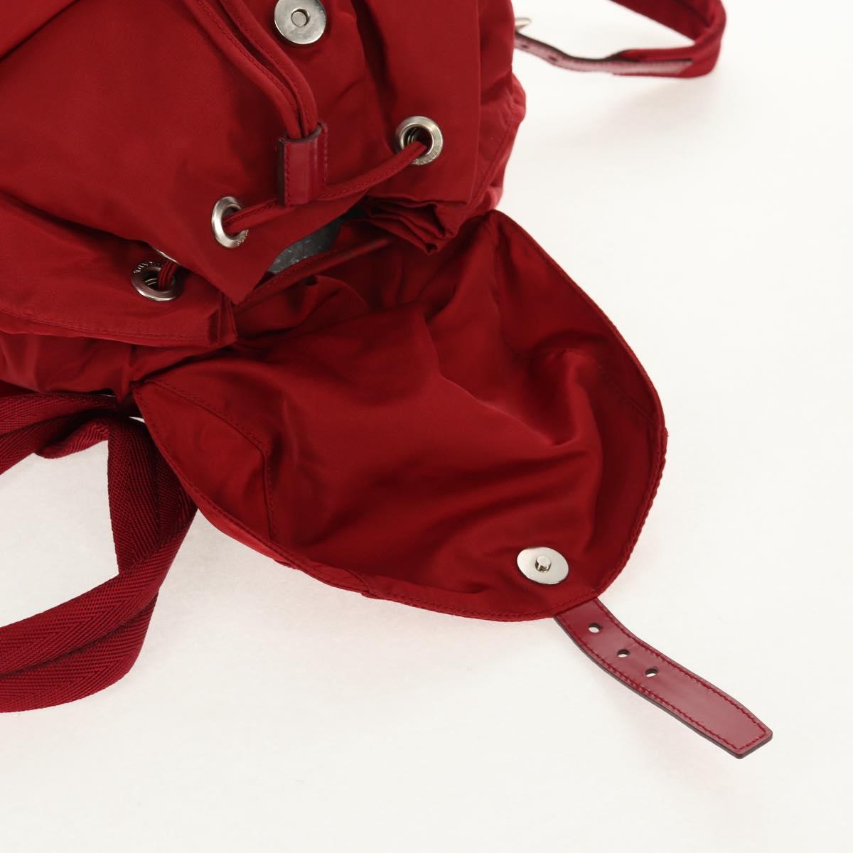 PRADA Backpack Nylon Red Silver Auth 150439V