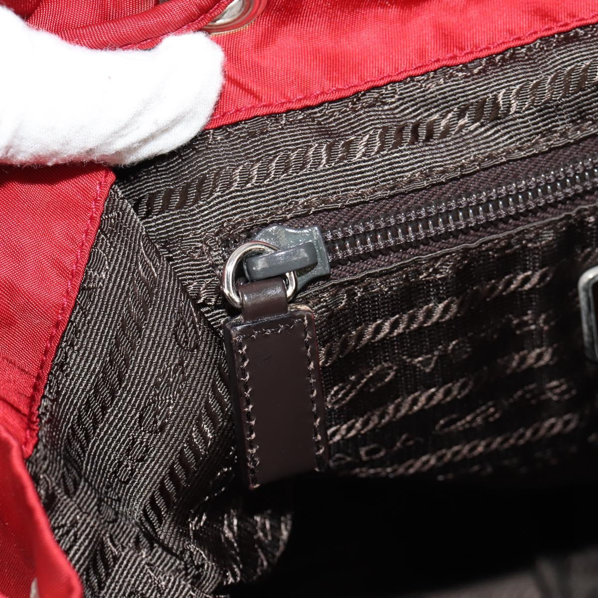 PRADA Backpack Nylon Red Silver Auth 150439V