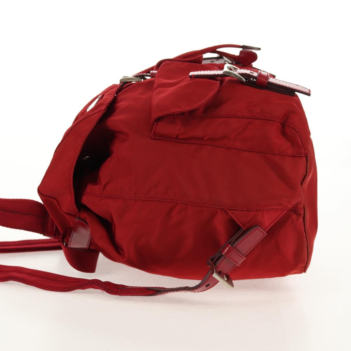 PRADA Backpack Nylon Red Silver Auth 150439V