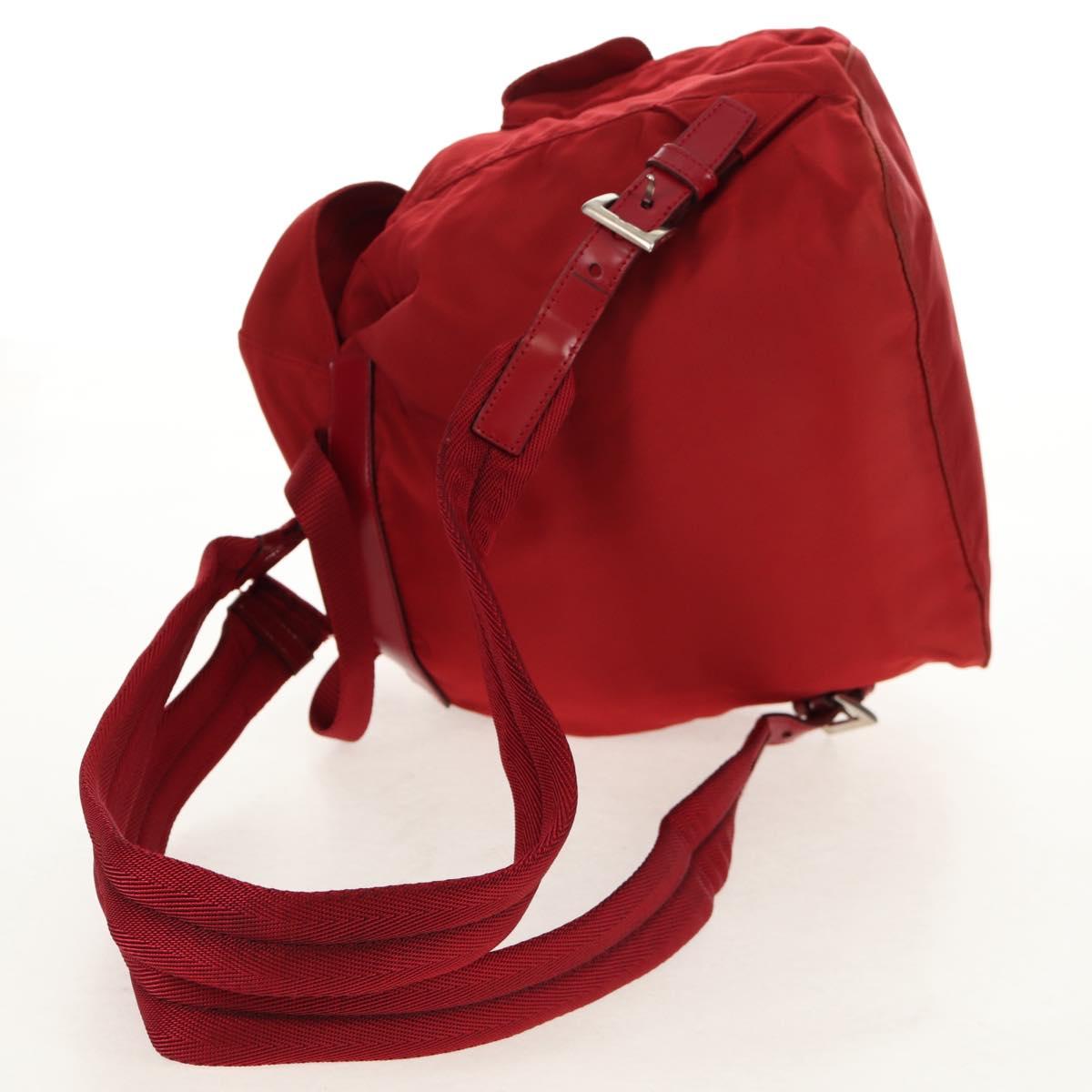 PRADA Backpack Nylon Red Silver Auth 150439V