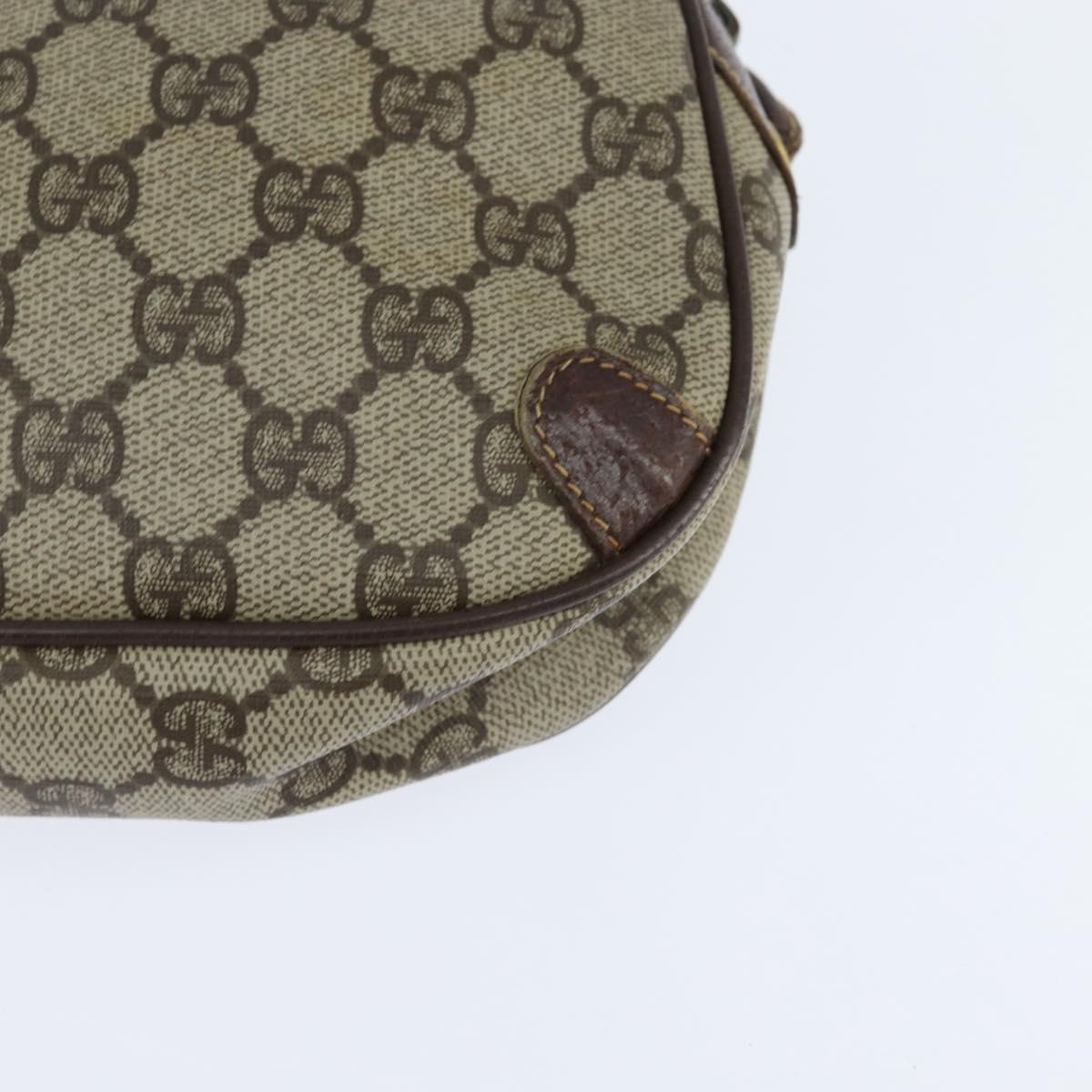 GUCCI GG Supreme Web Sherry Line Clutch Bag PVC Beige Gold 89 02 066 Auth 150444