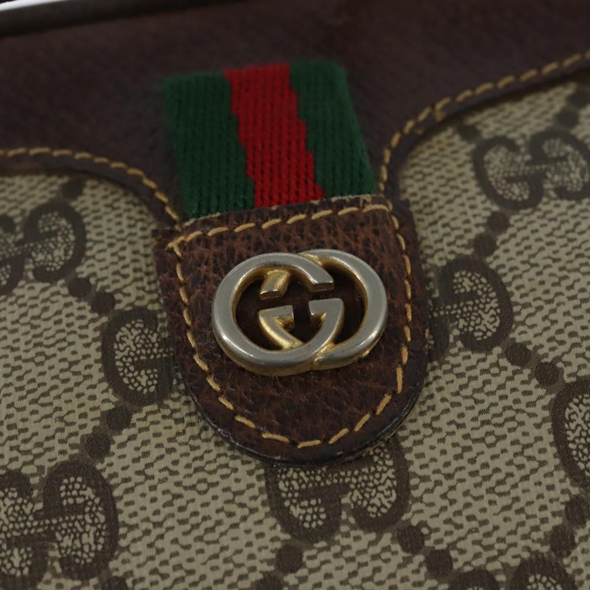 GUCCI GG Supreme Web Sherry Line Clutch Bag PVC Beige Gold 89 02 066 Auth 150444