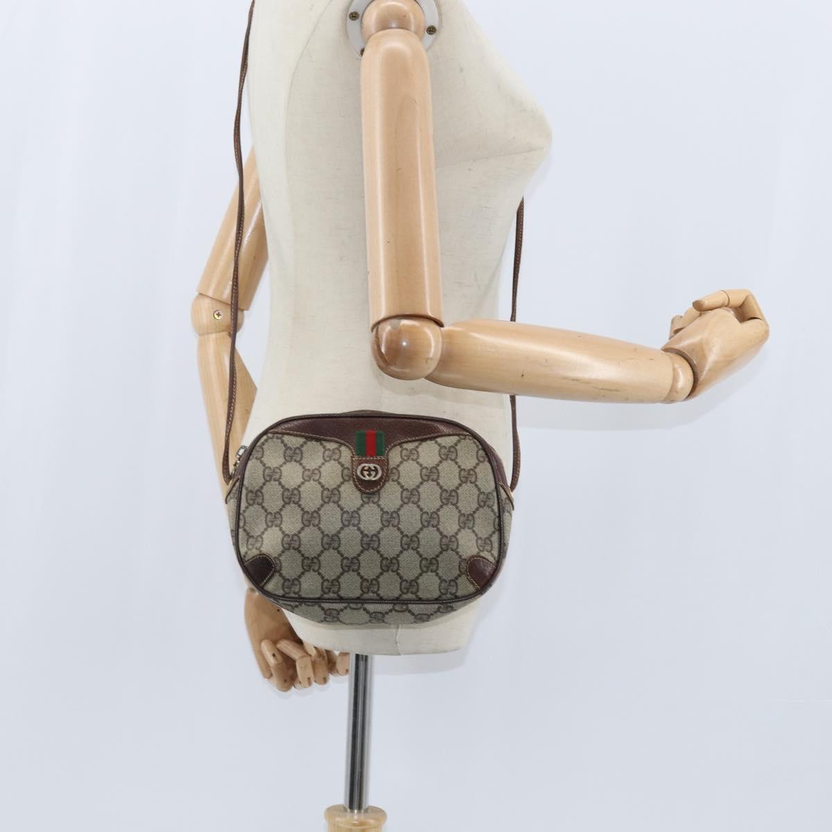 GUCCI GG Supreme Web Sherry Line Clutch Bag PVC Beige Gold 89 02 066 Auth 150444