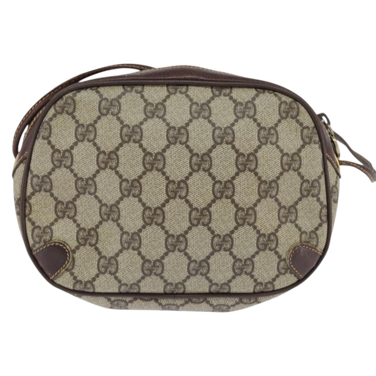 GUCCI GG Supreme Web Sherry Line Clutch Bag PVC Beige Gold 89 02 066 Auth 150444