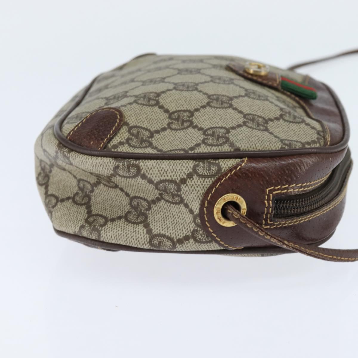 GUCCI GG Supreme Web Sherry Line Clutch Bag PVC Beige Gold 89 02 066 Auth 150444