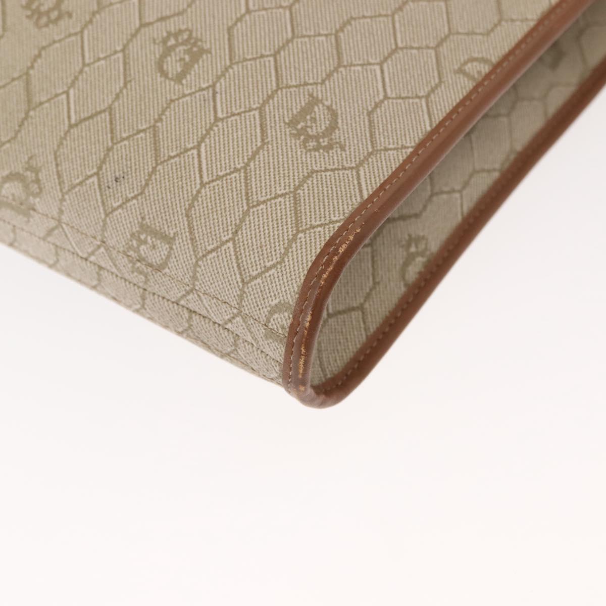 Christian Dior Honeycomb Canvas Hand Bag PVC Leather Beige Gold Auth 150446