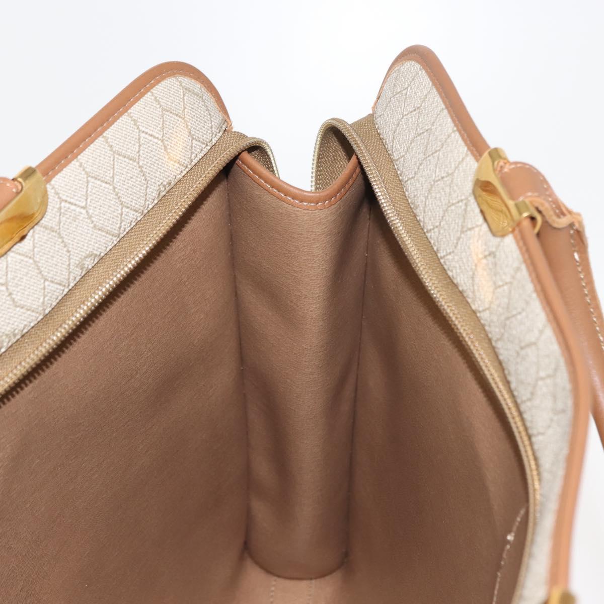 Christian Dior Honeycomb Canvas Hand Bag PVC Leather Beige Gold Auth 150446