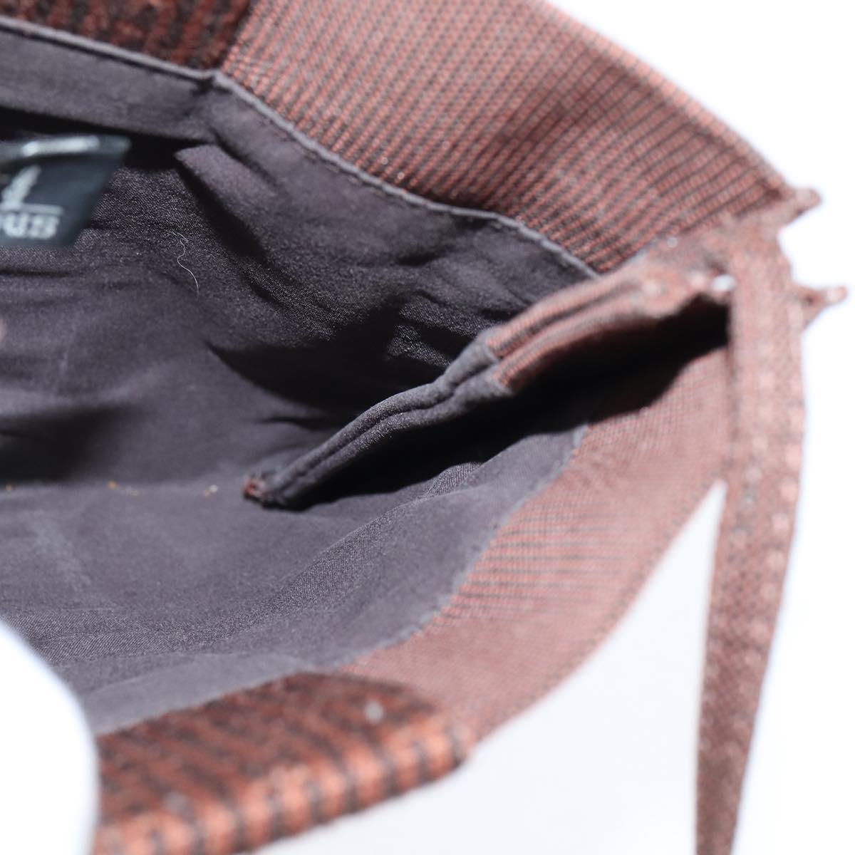 HERMES Pochette Her Line MM Shoulder Bag Canvas Brown Auth 150447
