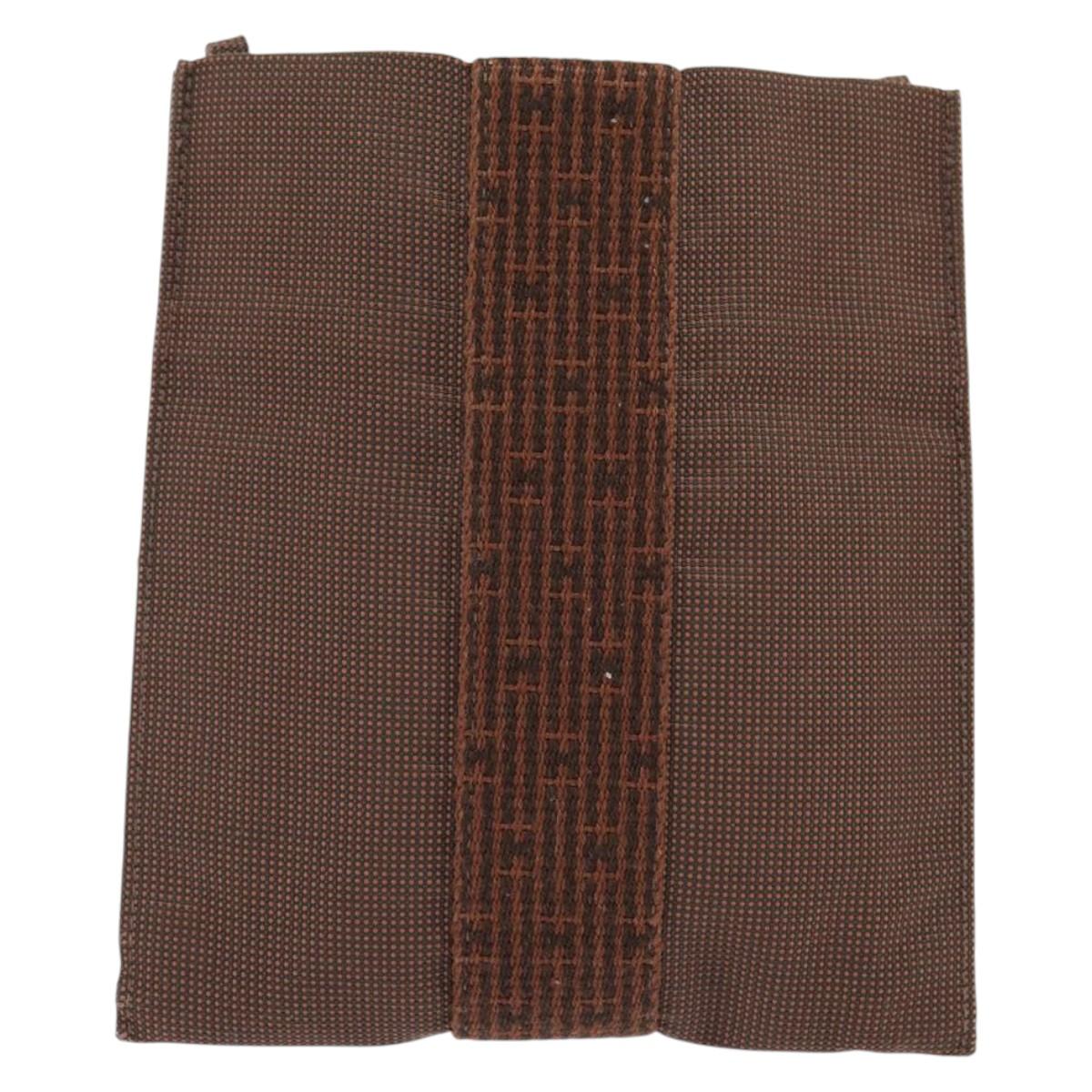 HERMES Pochette Her Line MM Shoulder Bag Canvas Brown Auth 150447