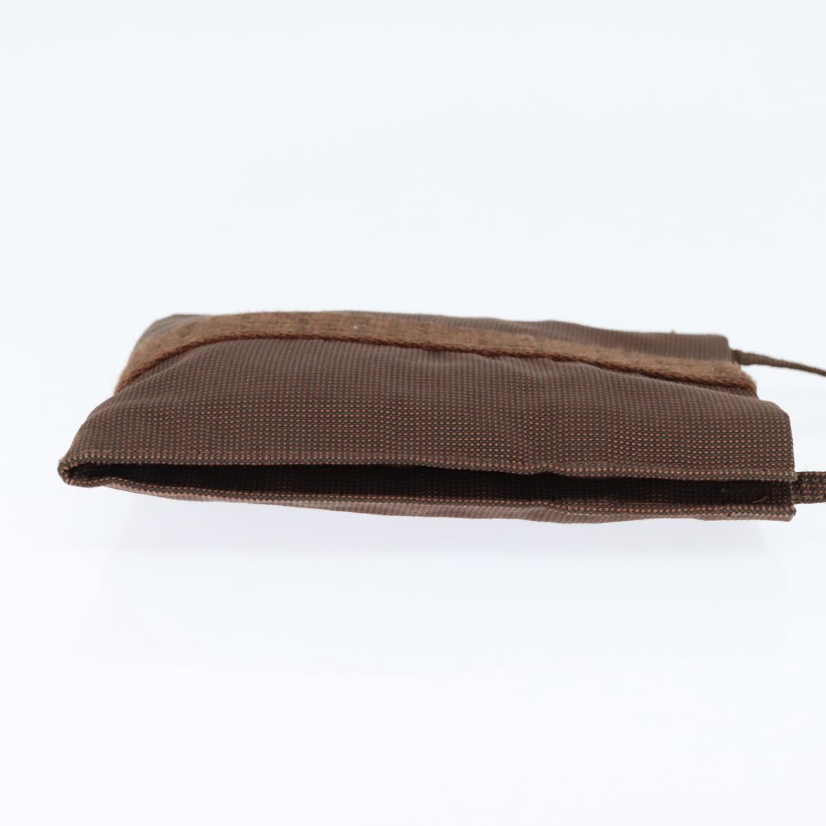 HERMES Pochette Her Line MM Shoulder Bag Canvas Brown Auth 150447